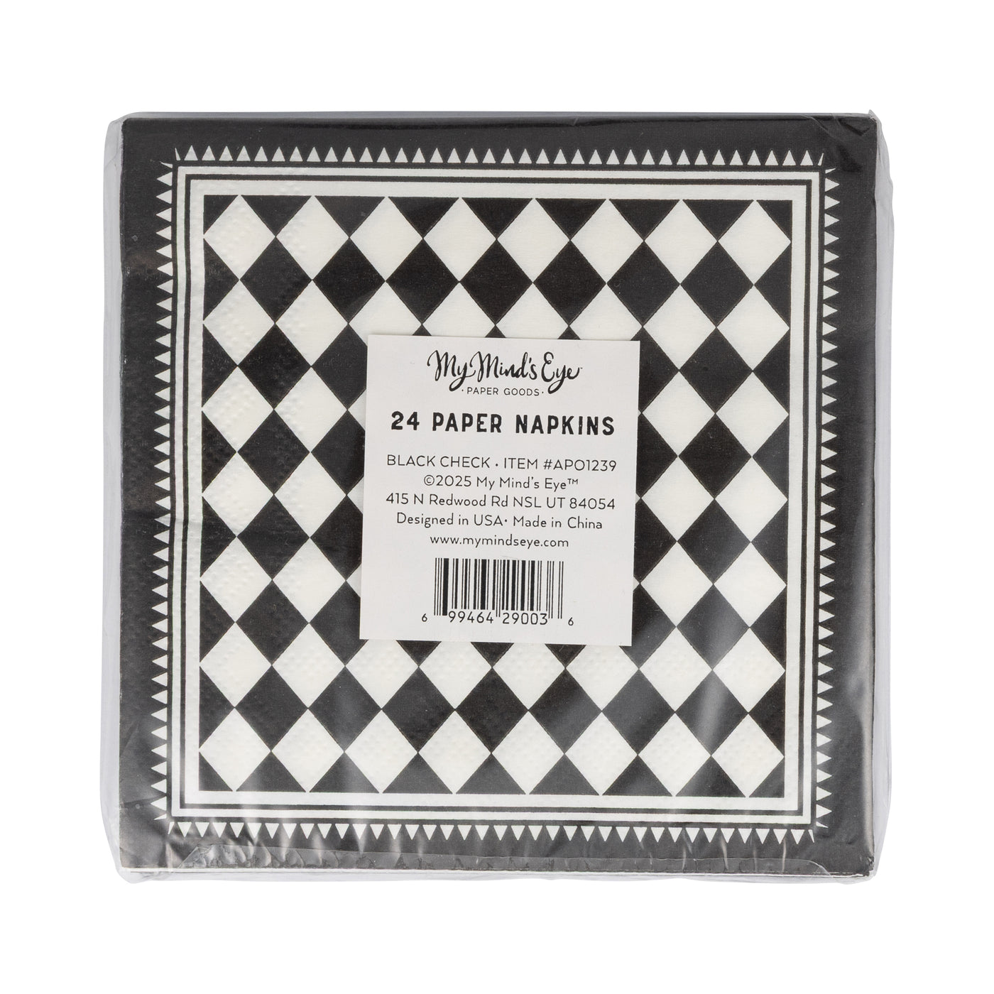 APO1239 - Black Checkers Cocktail Napkin