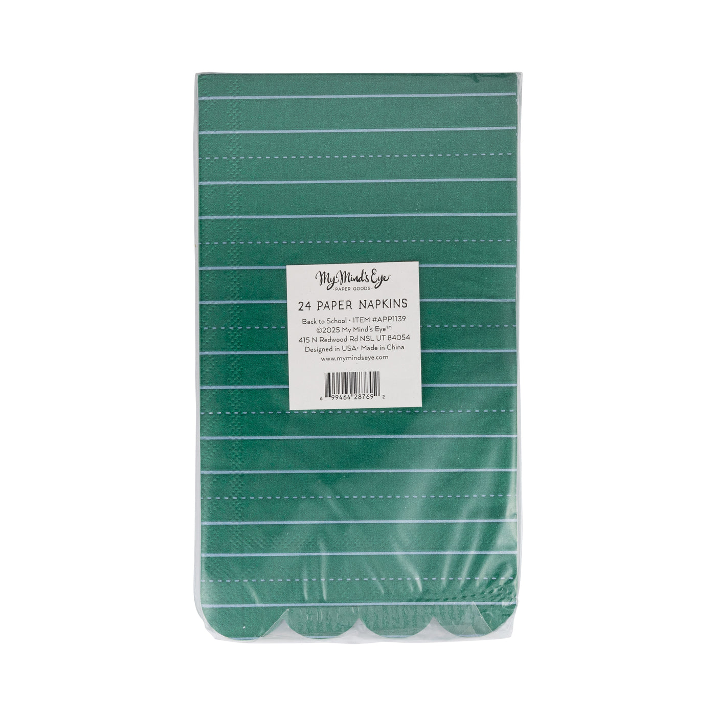 APP1139 - Green Ruled Paper Dinner Napkin - 24 count