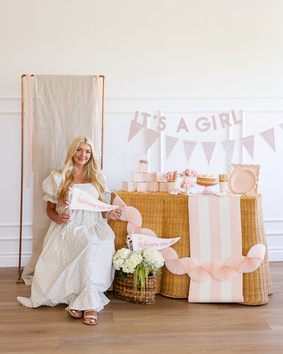 BAB1115 - Welcome Little One Pink Pennant