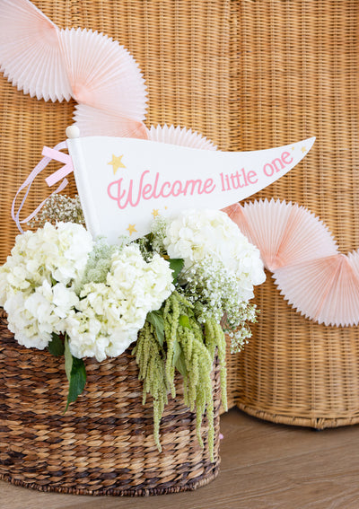 BAB1115 - Welcome Little One Pink Pennant