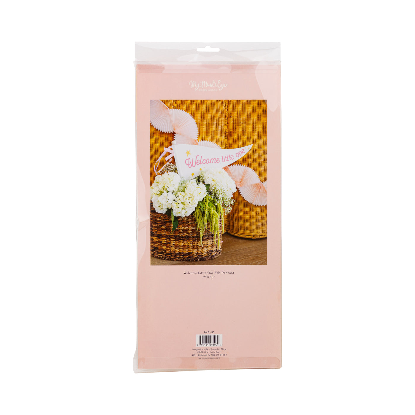 BAB1115 - Welcome Little One Pink Pennant