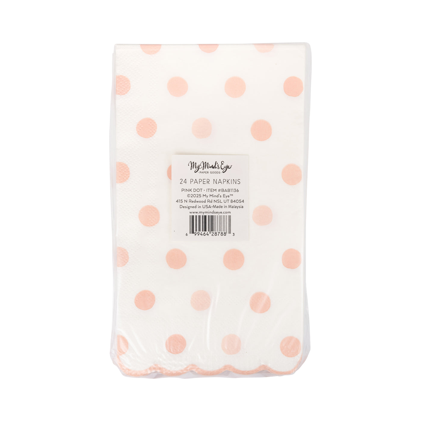 BAB1136 - Baby Pink Polka Dot Dinner Napkin