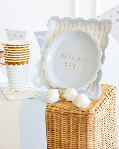 BAB1137 - Baby Blue Polka Dot Dinner Napkin