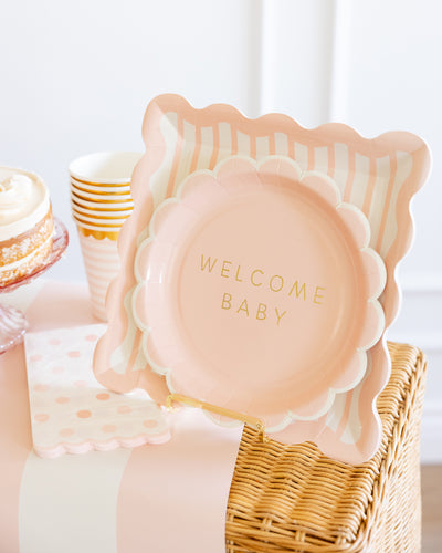 BAB1140 - Pink Striped 10" Plate