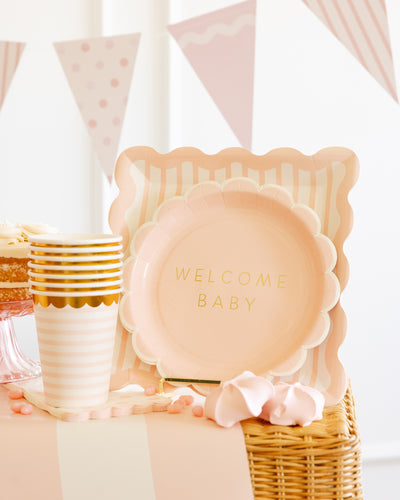BAB1140 - Pink Striped 10" Plate