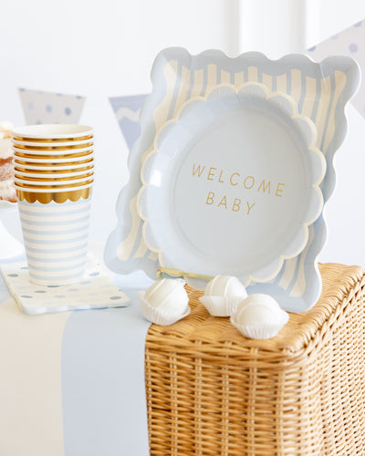 BAB1142 - Blue Striped 10" Plate