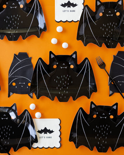 BAT1039 -  Freakin' Bats Hanging Bat Shaped Paper Dinner Napkin