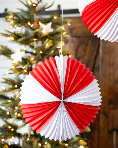 BEC1103 - Red and Cream Accordion Paper Lanterns