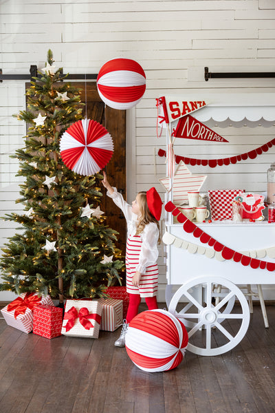 BEC1103 - Red and Cream Accordion Paper Lanterns