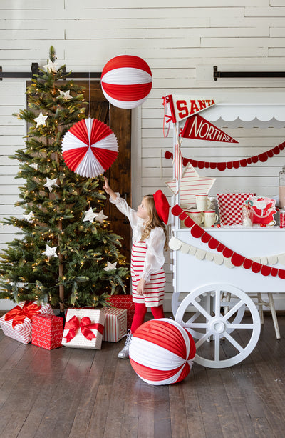 BEC1103 - Red and Cream Accordion Paper Lanterns