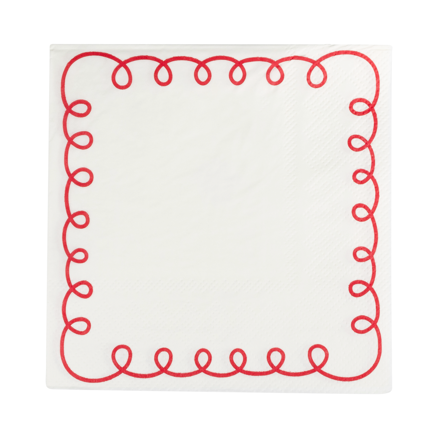 BEC1138 - Red and Cream Scallop Border Paper Cocktail Napkin