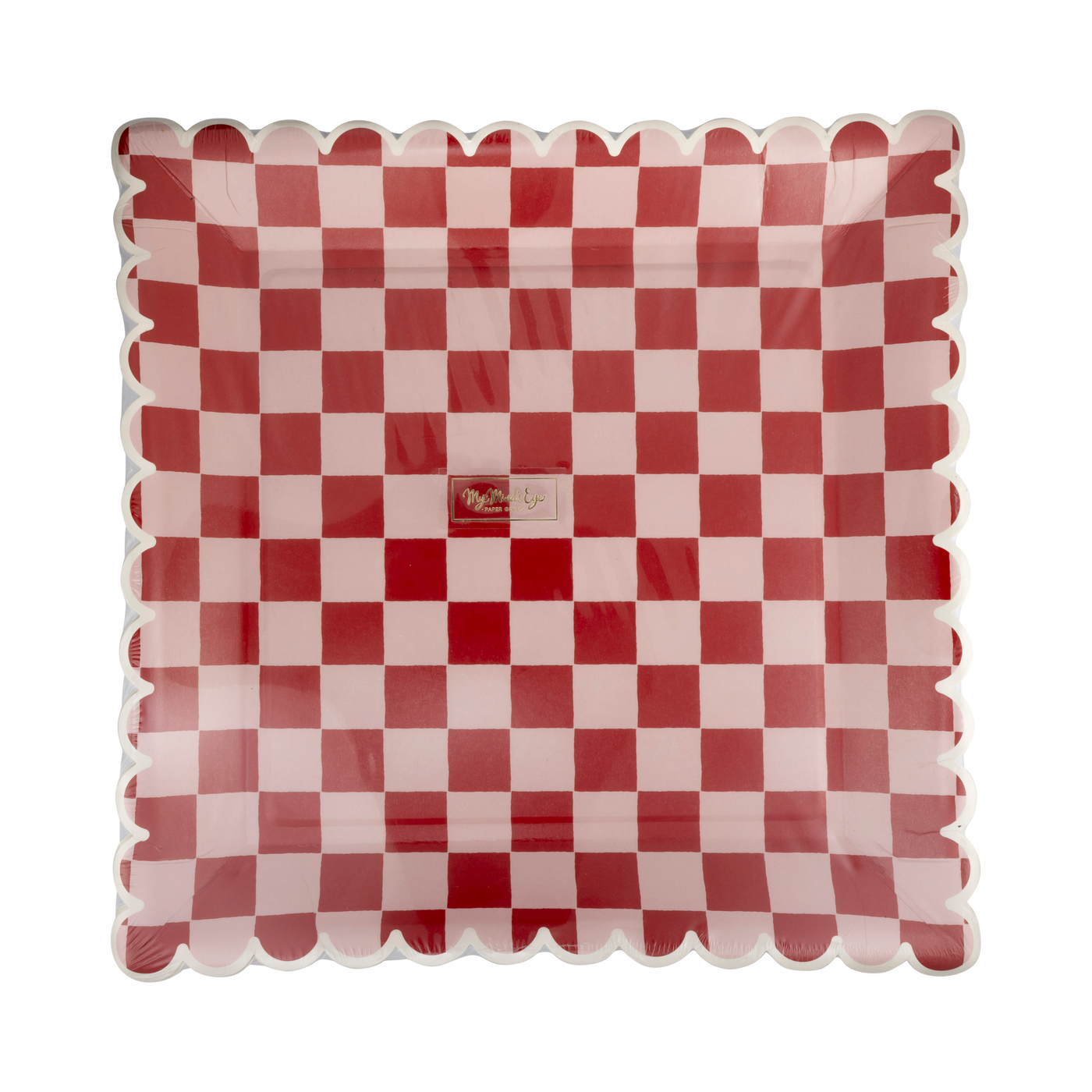 BEC1143 - Pink and Red Checked Paper Plates