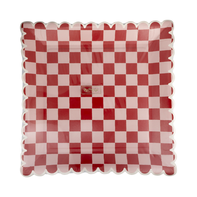 BEC1143 - Pink and Red Checked Paper Plates