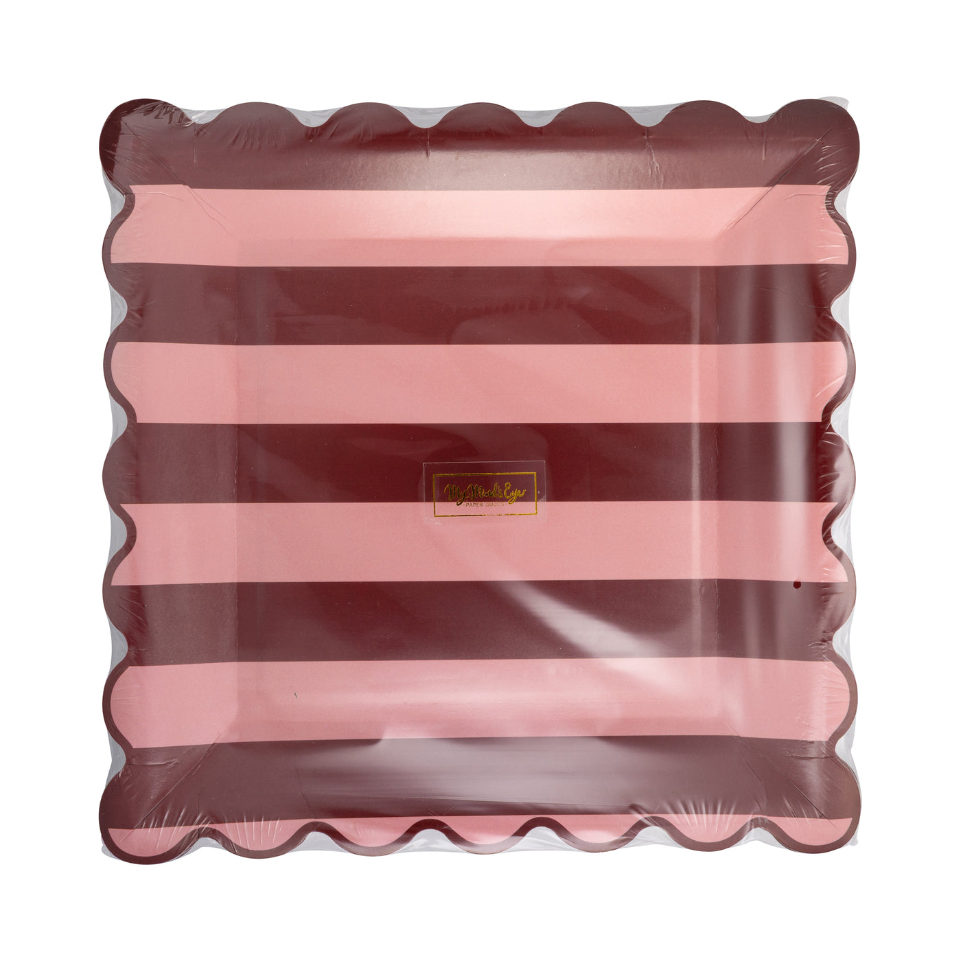 BEM1240 - Pink & Burgundy Striped Plate