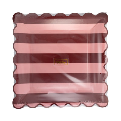 BEM1240 - Pink & Burgundy Striped Plate