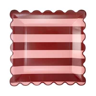 BEM1240 - Pink & Burgundy Striped Plate