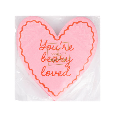 BER1239 - Occasions Beary Loved Heart Shaped Cocktail Napkins