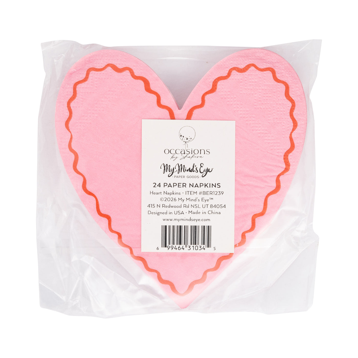 BER1239 - Occasions Beary Loved Heart Shaped Cocktail Napkins