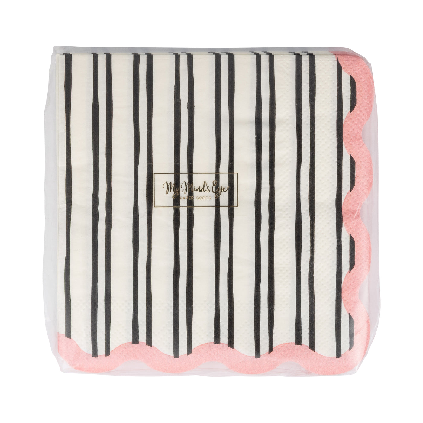 BLL1239 - White & Black Striped Cocktail Napkin