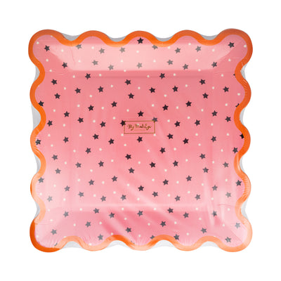 BLL1240 - Pink with Black Star Paper Plate