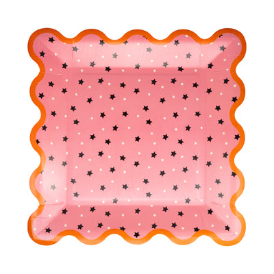 BLL1240 - Pink with Black Star Paper Plate