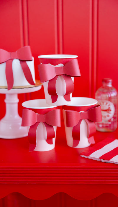 BOW1107 - Red and Pink Bow Paper Cups