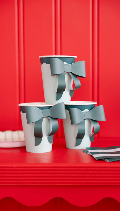 BOW1108 - Mint and Green Bow Paper Cups