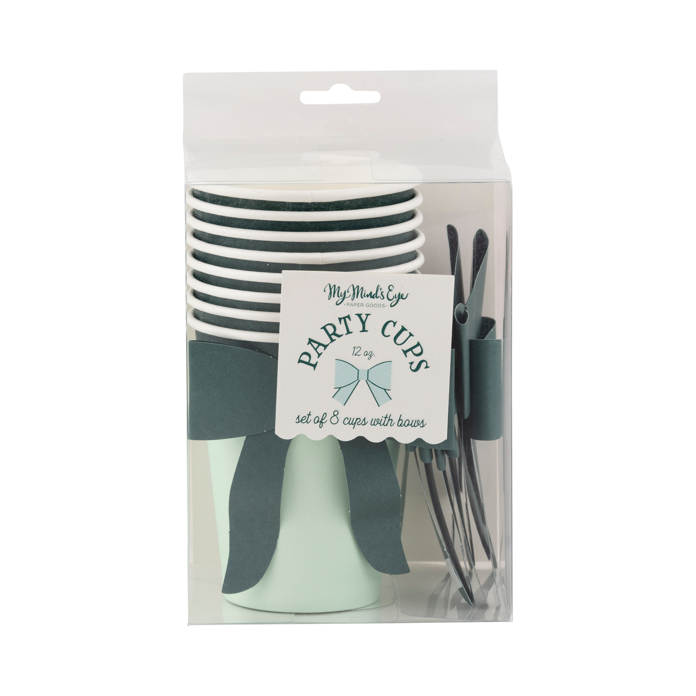 BOW1108 - Mint and Green Bow Paper Cups