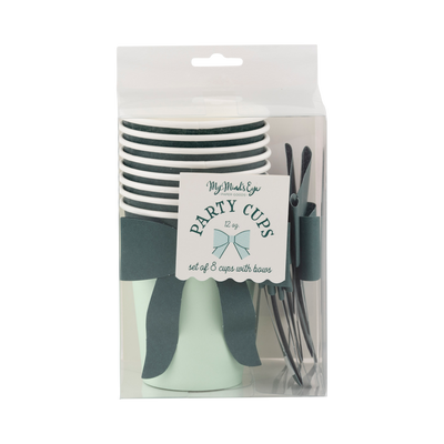 BOW1108 - Mint and Green Bow Paper Cups