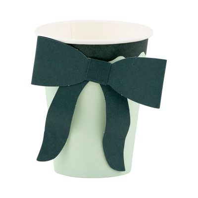 BOW1108 - Mint and Green Bow Paper Cups