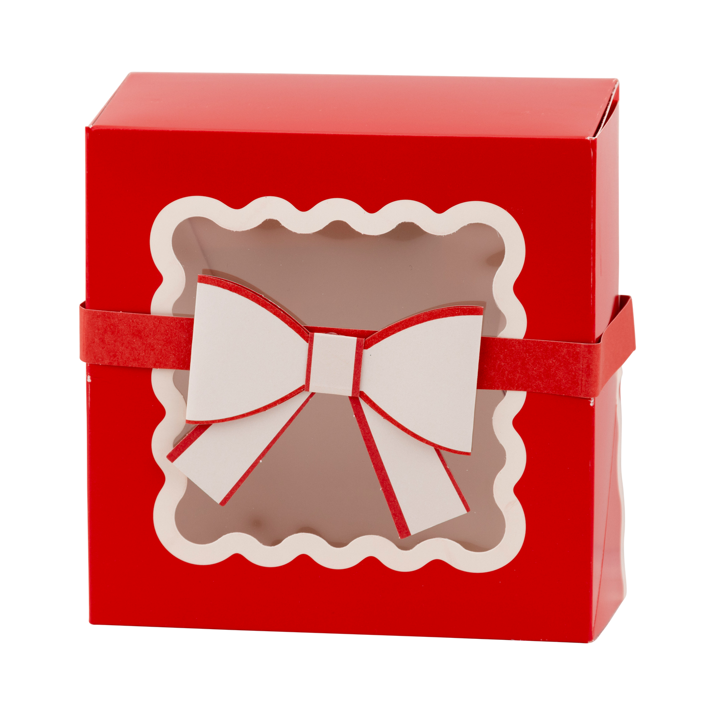 BOW1110 - Red Bow Ric Rac Cookie Box