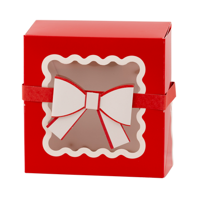 BOW1110 - Red Bow Ric Rac Cookie Box