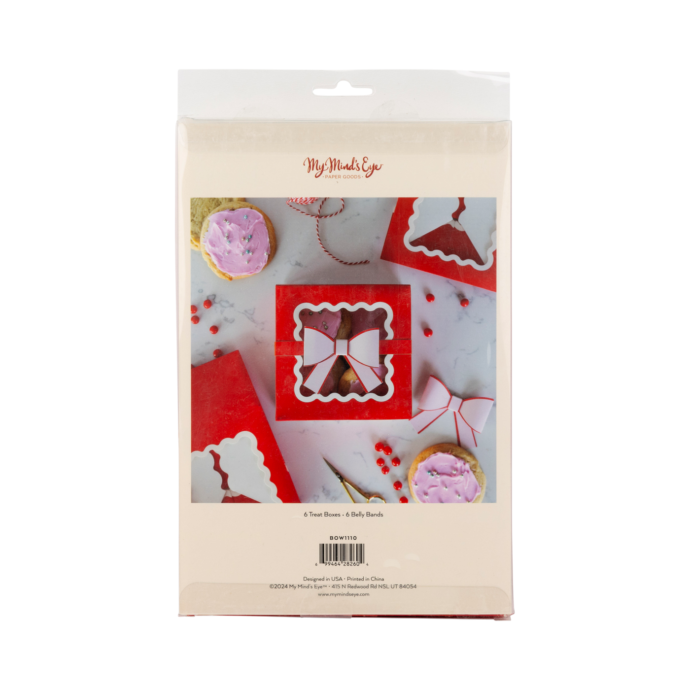 BOW1110 - Red Bow Ric Rac Cookie Box