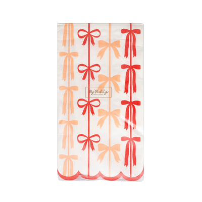 BOW1137 - Red and Pink Bow Stripes Dinner Napkin