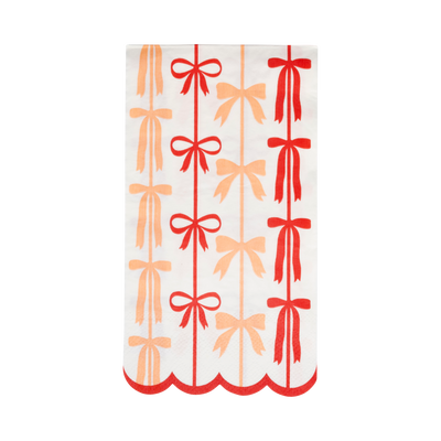 BOW1137 - Red and Pink Bow Stripes Dinner Napkin