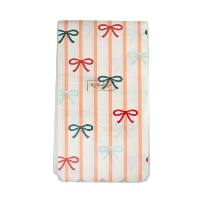 BOW1139 - Bows and Stripes Scalloped Dinner Napkin