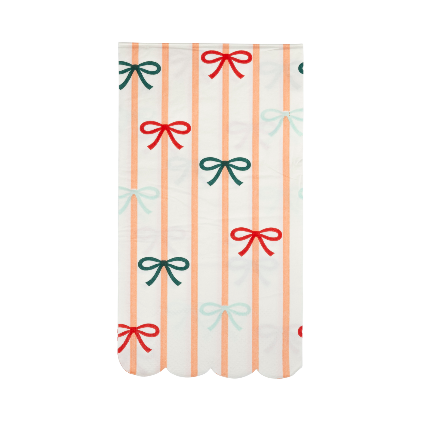 BOW1139 - Bows and Stripes Scalloped Dinner Napkin