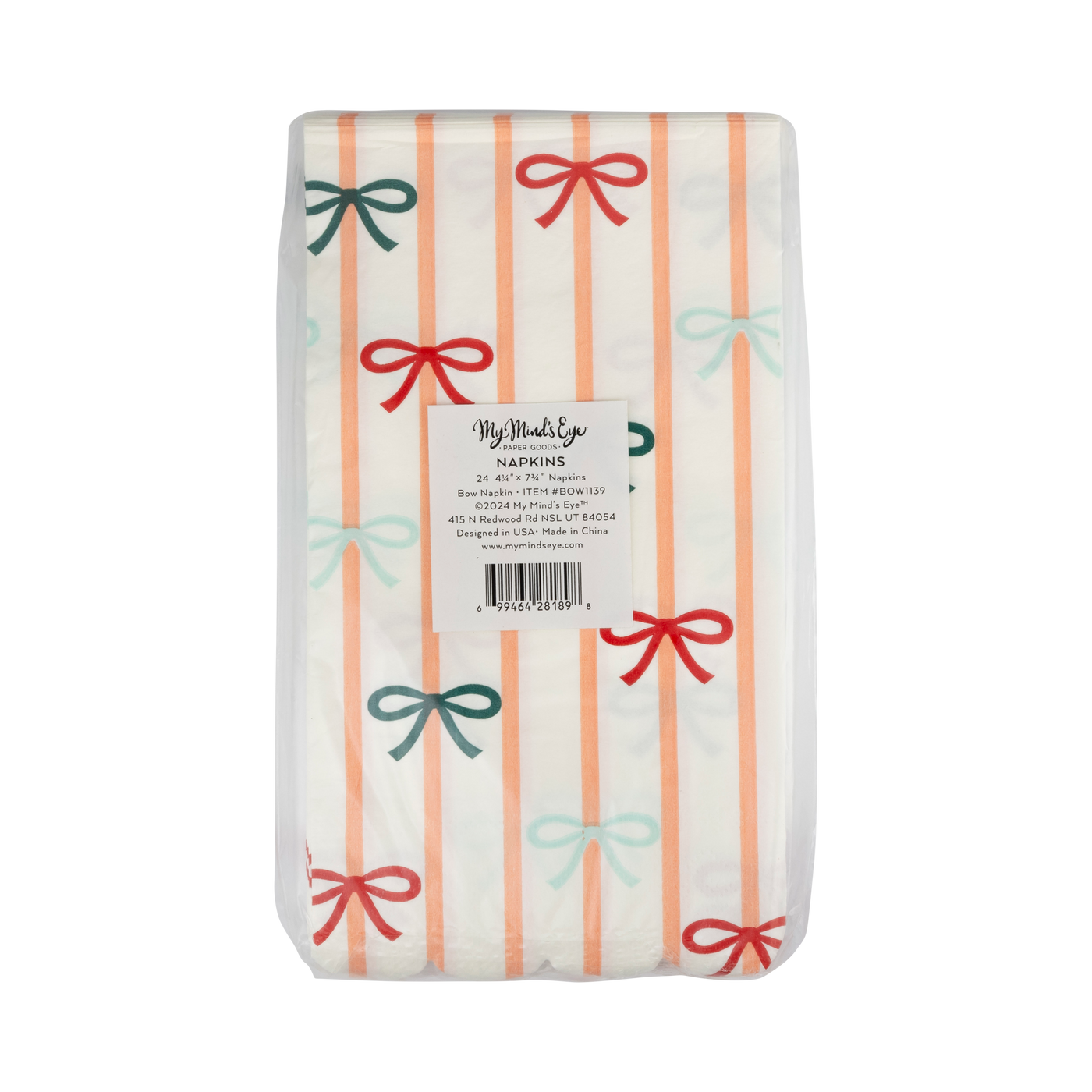 BOW1139 - Bows and Stripes Scalloped Dinner Napkin