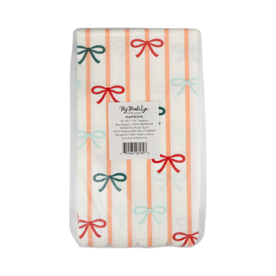 BOW1139 - Bows and Stripes Scalloped Dinner Napkin