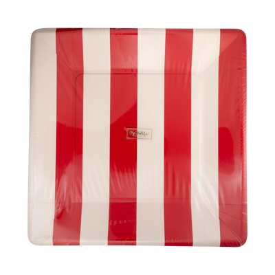 BOW1140 - Red and Pink Striped 11" Plate