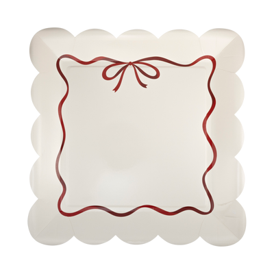 BOW1144 - Red Bow Border 10" Plate