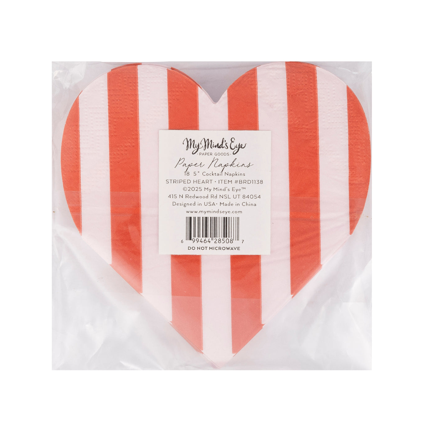 BRD1138 - Striped Heart Cocktail Napkin