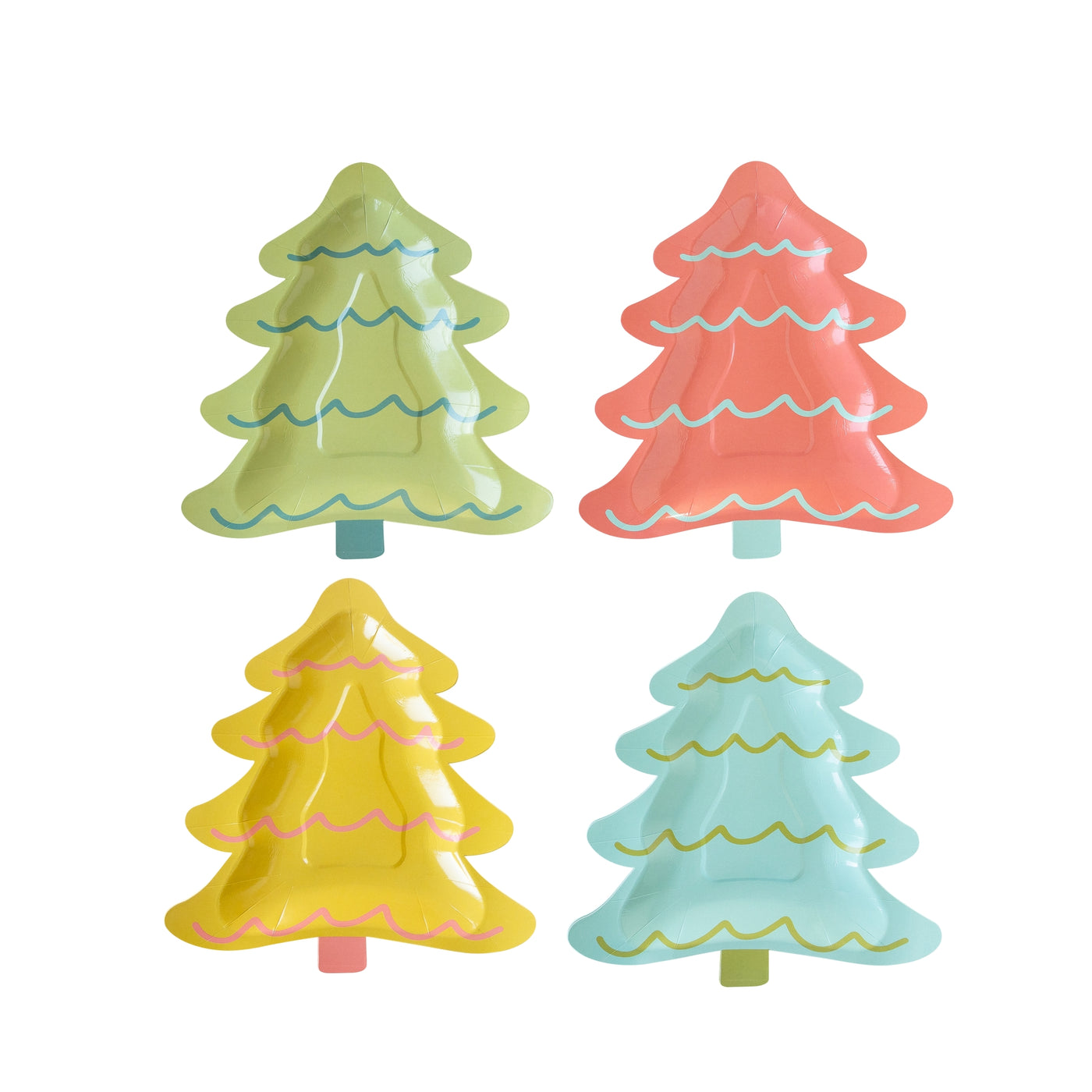 BRT1040 - Bright Holiday Tree Shaped Paper Plate Set