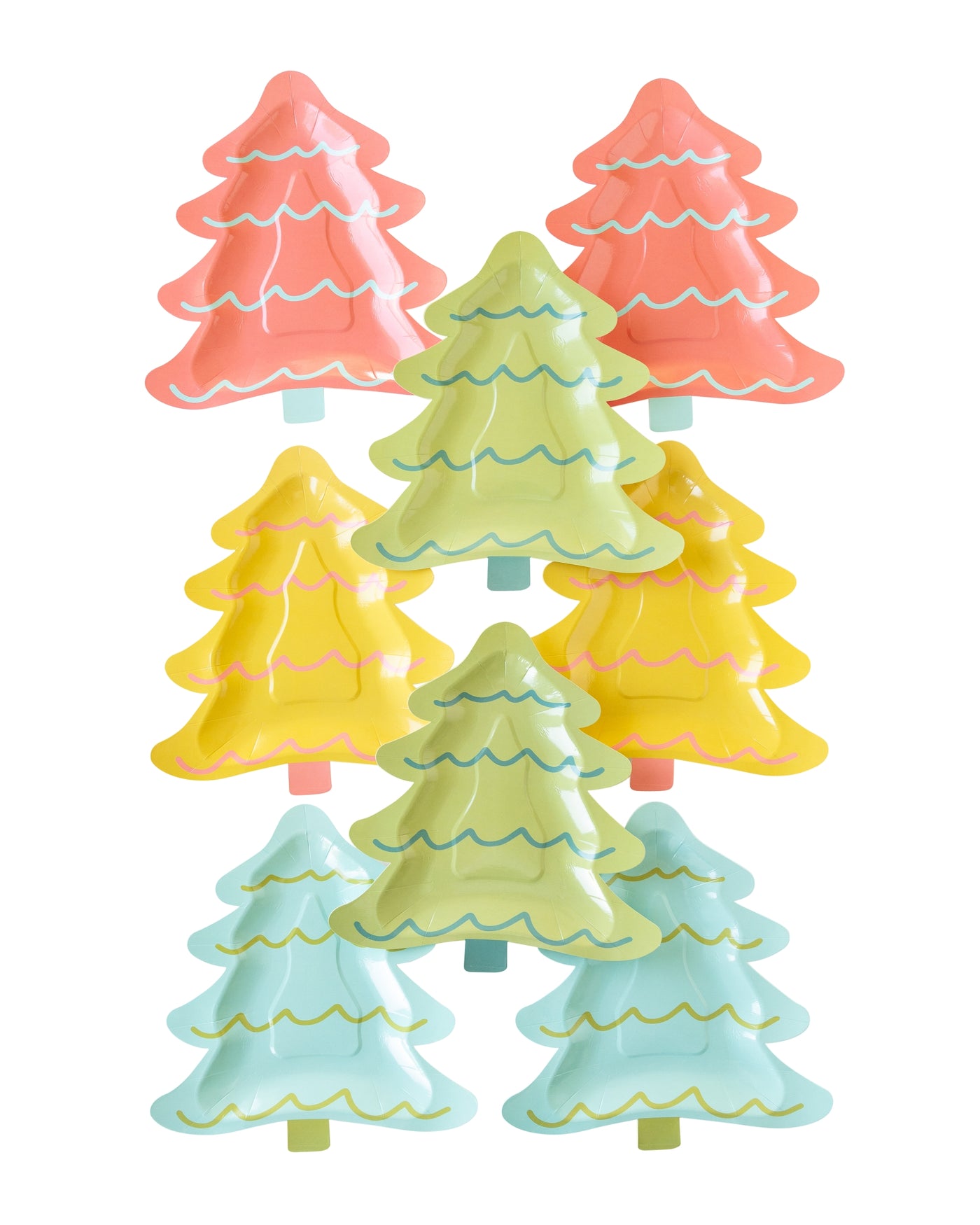 BRT1040 - Bright Holiday Tree Shaped Paper Plate Set