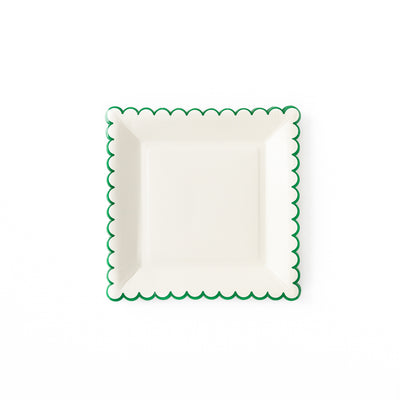 BTC941 - Green Edge Scallop Square 9" Paper Plate
