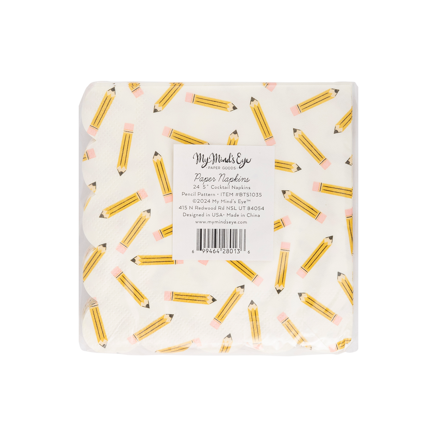 BTS1035 - Pencil Pattern Scallop Cocktail Napkin