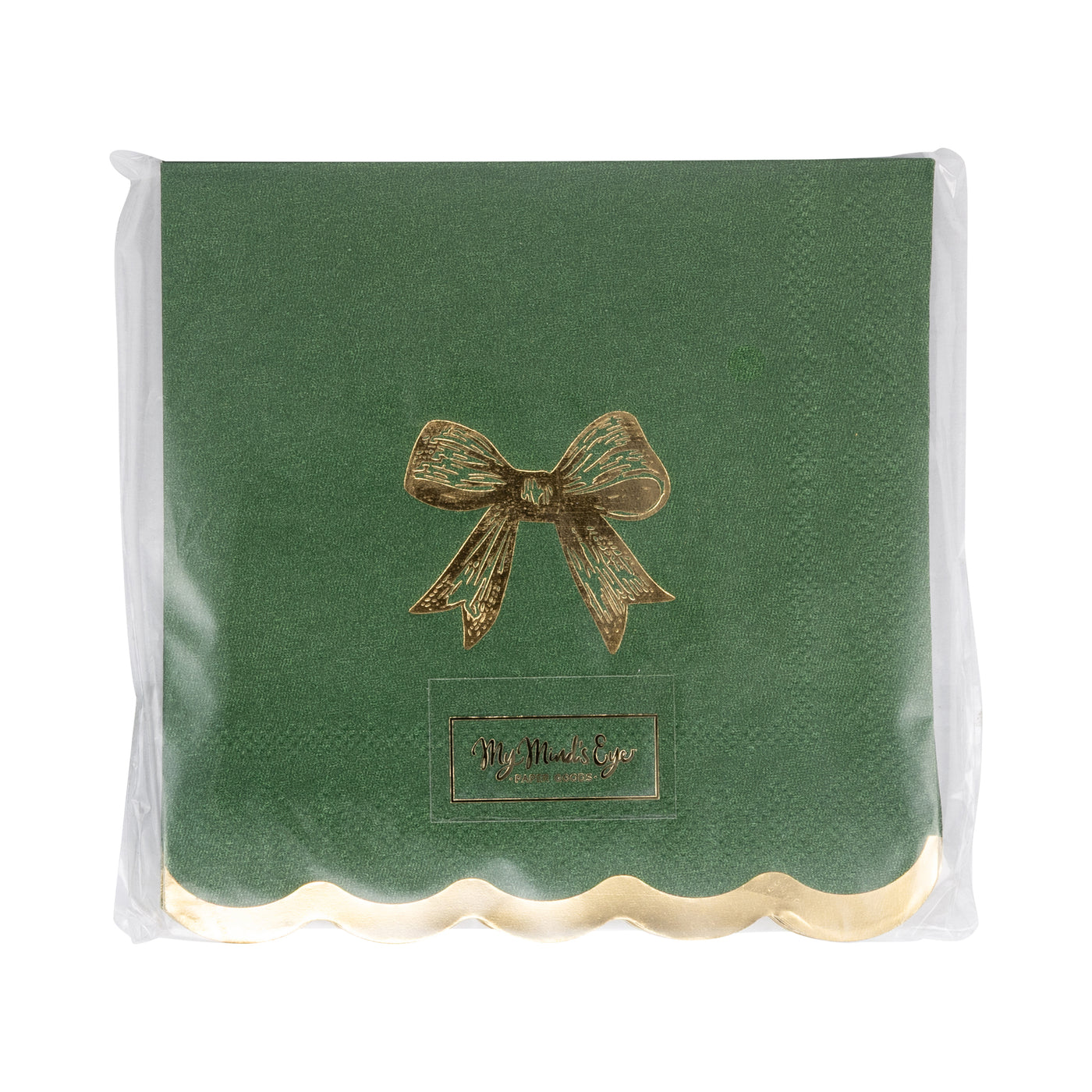 CHL1239 - Gold/Green Bow Cocktail Napkin