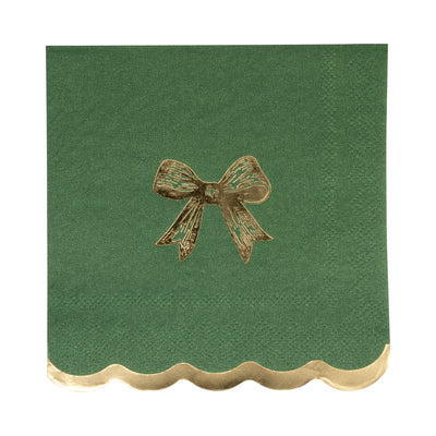 CHL1239 - Gold/Green Bow Cocktail Napkin