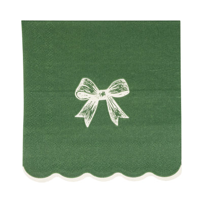 CHL1239 - Gold/Green Bow Cocktail Napkin