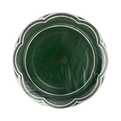 CHL1241 - Green Scalloped Cream Lines Plate